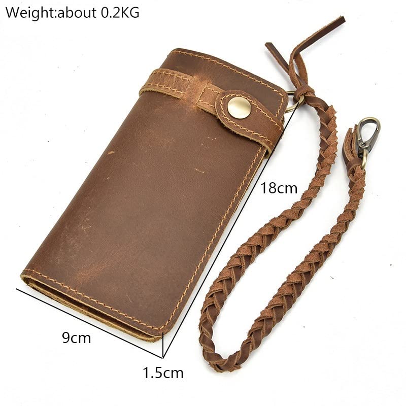 Vintage Hasp Large Capacity Horse Real Leather Man Bifold Purse Clutch Wallet chain2