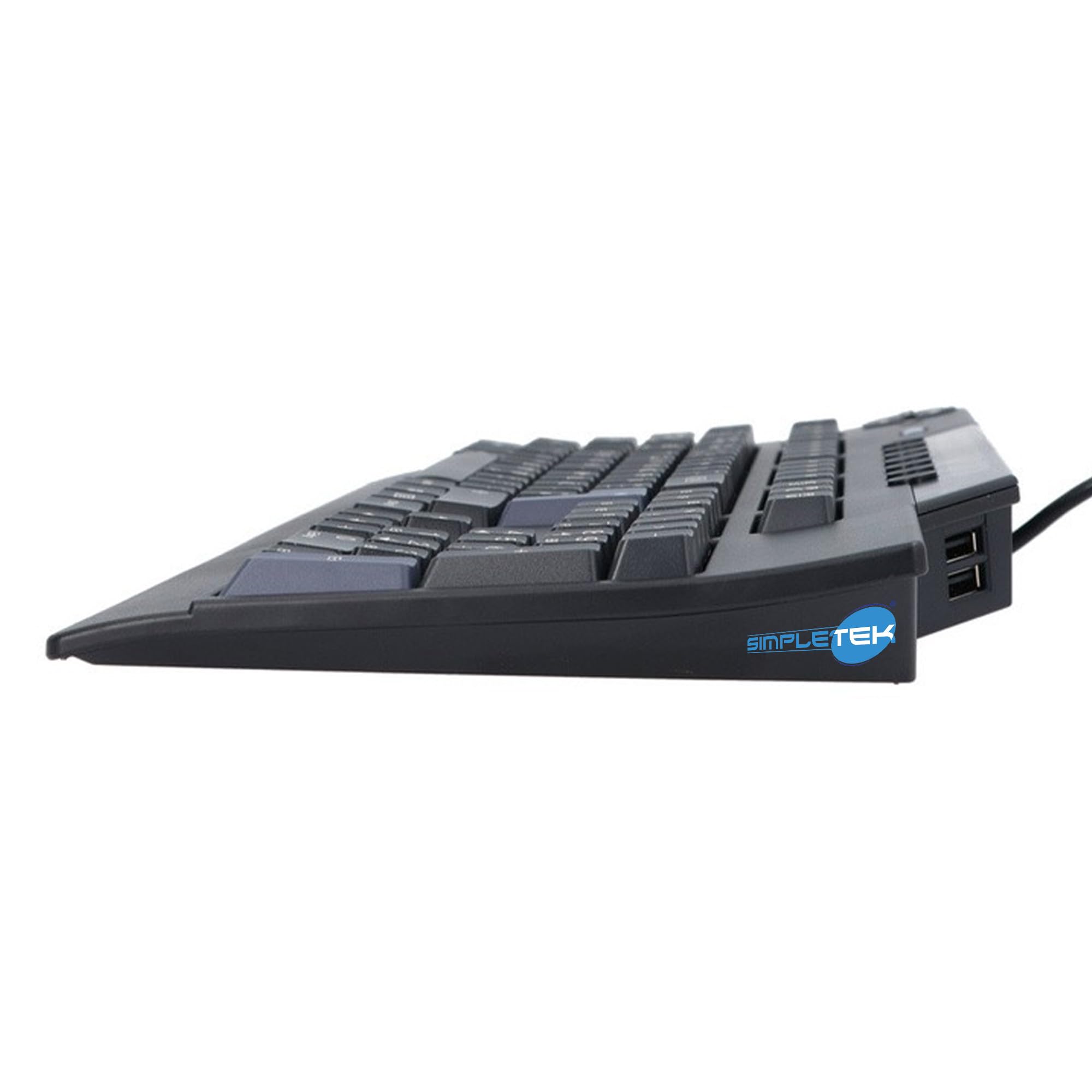 SIMPLETEK - Tastiera Multimediale USB AZERTY Belga BE Hub Poggiapolsi Nera | Tastiera programmabile USB con layout AZERTY belga, hub USB integrato per periferiche, poggiapolsi e profilo multimediale