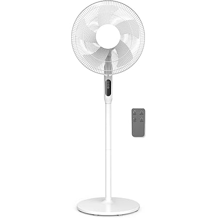 FUTURA Premium 16inch Oscillating Pedestal Standing Fan, Remote Control & Timer 1 – 18Hrs, 50W White, 3 Speed, Adjustable Stand 68-130cm