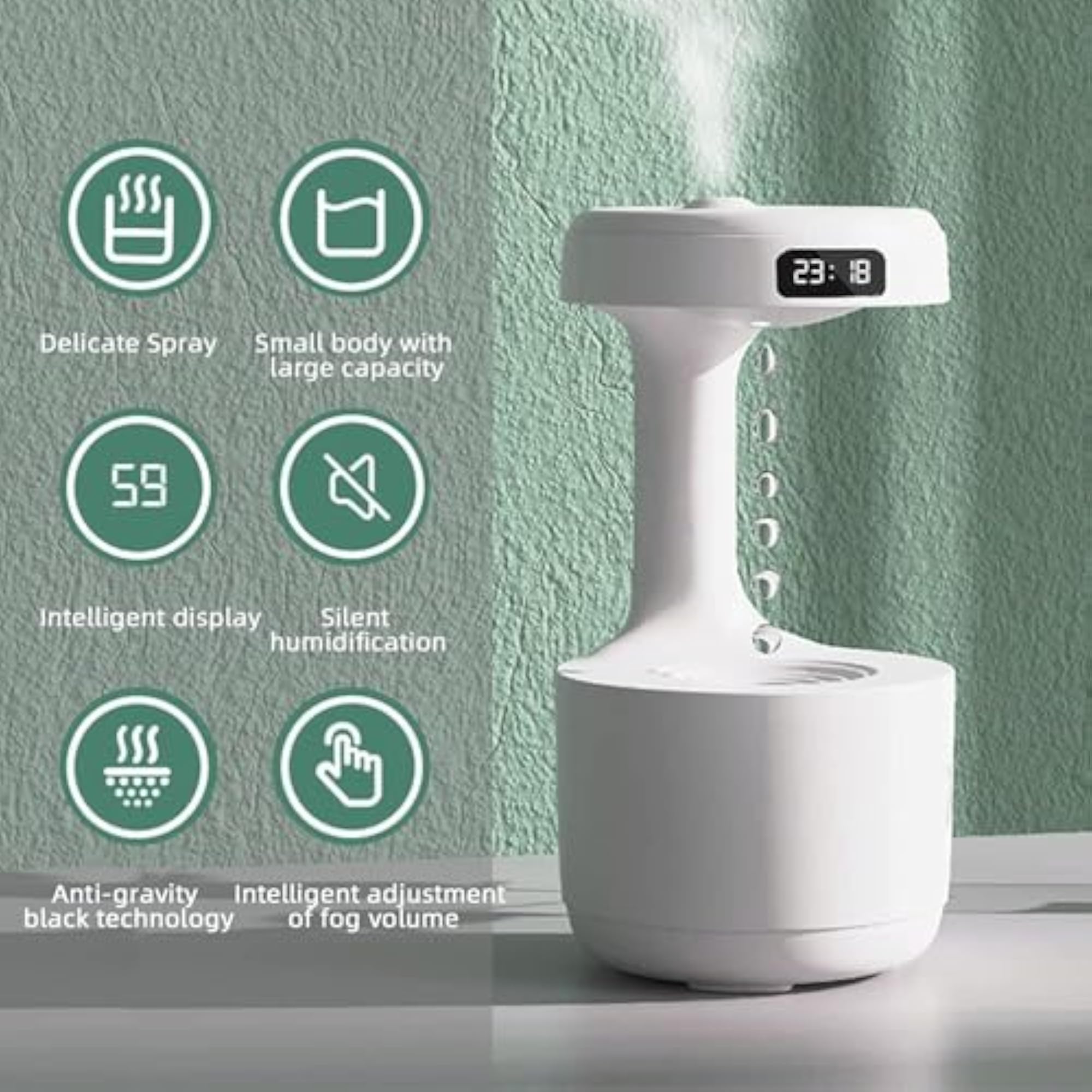 800ml Anti-Gravity Water Droplet Humidifier with Night Light