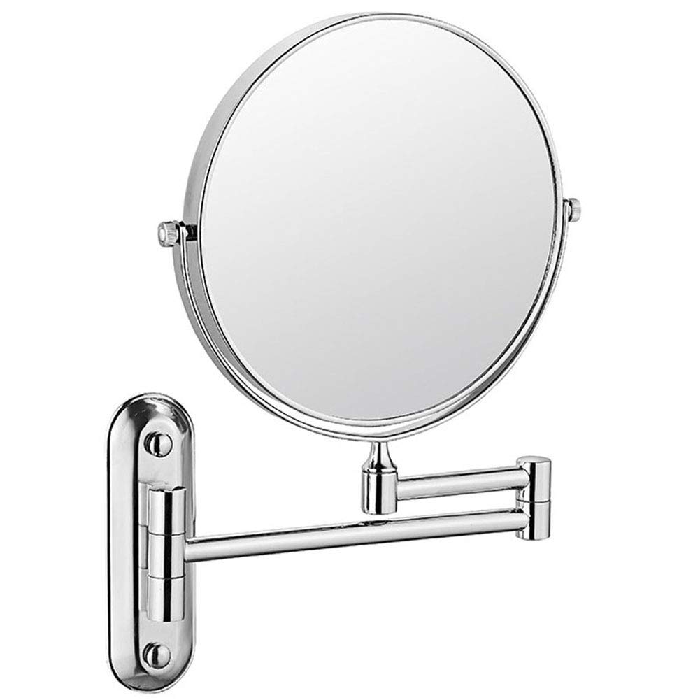 SaryEdge Wall Mounted Mirror, 3X Magnification + Normal Bathroom Shaving Mirror Double-sided Magnifying Makeup Vanity Swivel Mirror, 6 Inch Extendable Arm, Chrome Finished,Chrome-,Chrome-1X/3X