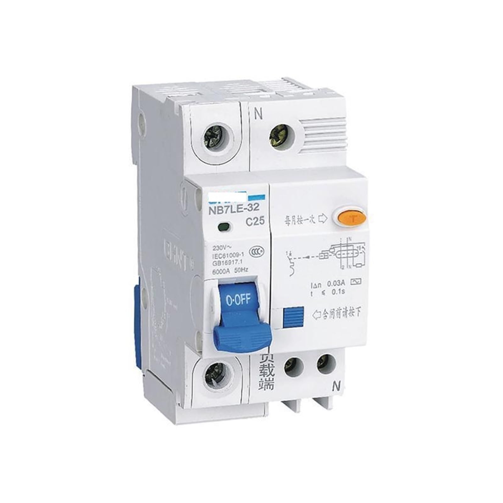 Disjoncteur à courant résiduel 7LE-32 protection différentielle 30mA 1P+N C32