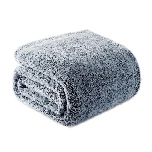 Image of Exclusivo Mezcla Plush Fuzzy Fleece Throw Blanket Extra Large, Super Soft, Fluffy and Warm Blankets for Couch, Bed, All Season (Mixed Navy Blue, 50x70 inches)