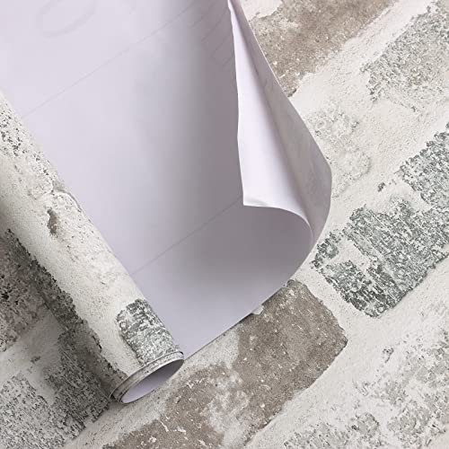 Guvana Brick Wallpaper Brick Peel And Stick Wallpaper Grey Brown 3D Brick Self Adhesive Wallpaper 17.3"×118" Removable Contact Paper Brick Textured Vintage Wallpaper Decorative Wall Classroom Covering #TOP7