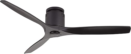 Miniatura 2 de Casa Vieja Ventilador de techo moderno de 52 pulgadas con 3 abrazadores con control remoto, madera maciza color negro mate, perfil bajo para sala de