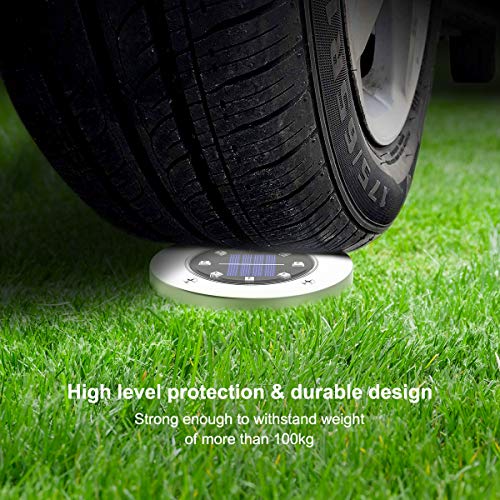 Solar Ground Lights Outdoor 4 Pack, 8 LED Colored Solar Disk Garden Lights Waterproof Inground Landscape Lighting for Yard Deck Lawn Patio Pathway Walkway Driveway with Multiple Changing Colors