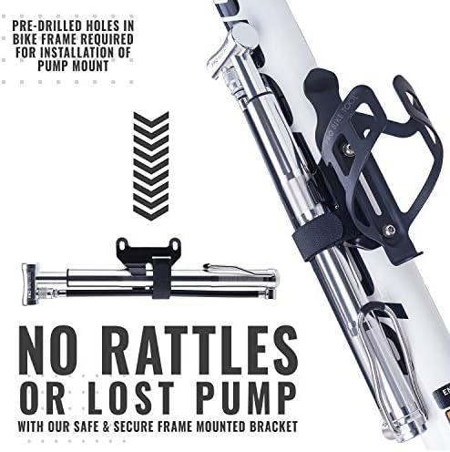 Mini Floor Bike Pump, Super Fast Tyre Inflation, Secure Presta and Schrader Valve Connection. High Pressure Bicycle Pump with Stabilizing Foot Peg for Road, Mountain, Touring, Hybrid and Fat Tyres