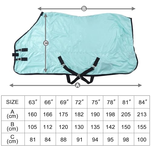 Image of LEAFOREST Horse Mesh Fly Sheet Standard Neck Summer Rug Green 69 inch