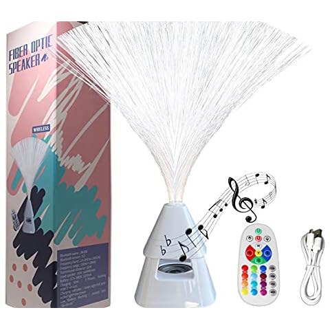Glasfaser-Lampe, kabelloser Lautsprecher mit Fernbedienung Cover