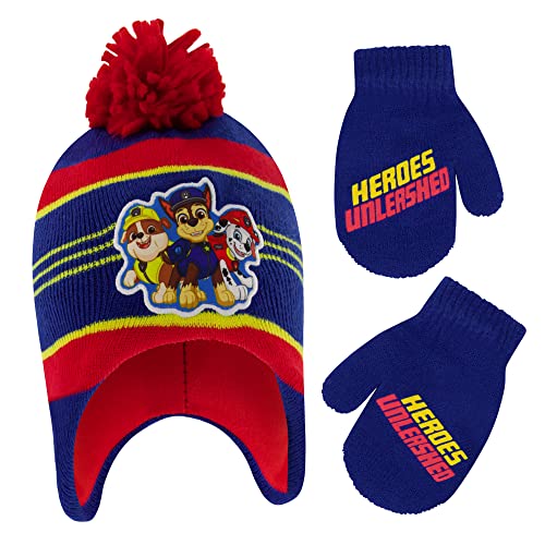 Bonnet Pat Patrouille garçon ensemble hiver 2 ans moufles enfant bleu rouge