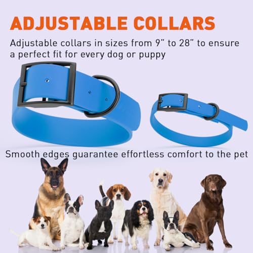 Image of Dogline Biothane Waterproof Dog Collar Strong Coated Nylon Webbing with Black Hardware Odor- Proof for Easy Care Easy to Clean High Performance Fits Small Medium or Large Dogs, Cerulean Blue