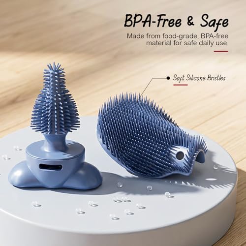 Image of TONY STARK Baby 3-in-1 Silicone Bottle Cleaning Brush Set | 360 Rotatable Handle, BPA-Free Soft Bristles for Cleaning Bottles, Nipples & Pacifiers Safely (Blue1)