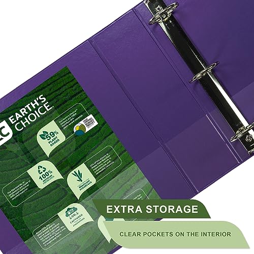 Image of Samsill Plant-Based 3 Inch Durable Round Ring, View Binder, Eco-Friendly, USDA Certified Biobased, Single, Purple