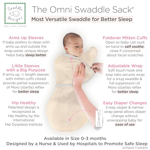 Image of SwaddleDesigns 0-3 Mo Baby Swaddle Set, Spring Garden, Cotton Muslin Swaddle Blankets 4pk and Oatmeal, 6-Way Omni Swaddle Sack for Newborn, More Options to Calm Startle Reflex, Improves Sleep