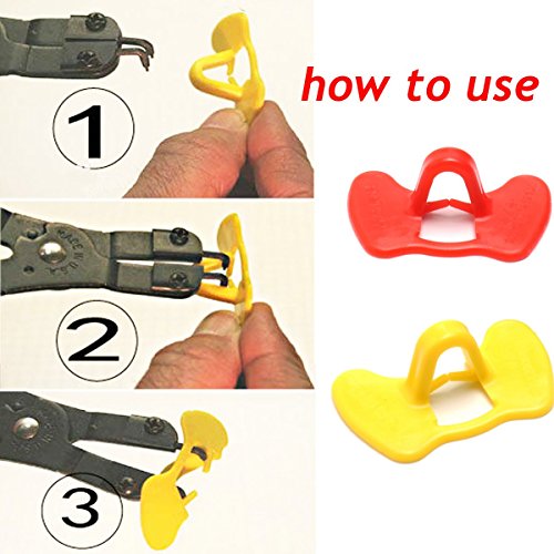 Katoot@ 100Pcs/lot Chicken Pinless Peepers Eye Glasses Pheasant Poultry Blinders Red Yellow Spectacles Anti-Pecking Plier Tool (Red)