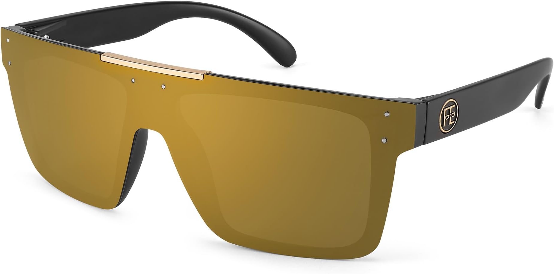 Polarized Sunglasses for Men, Oversized Square Flat Mirrored Z87 Lens, Fishing Driving Golf Outdoors Coastal B2990