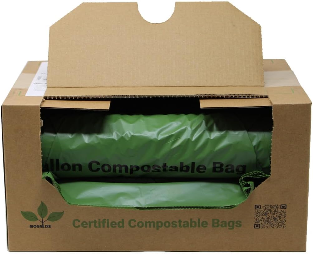 Mogalixe Compostable Trash Bags - 64 Gallon (60 Count) - Unscented - Certified Compostable