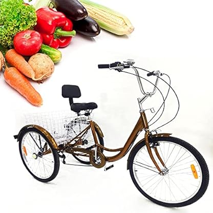 24 Zoll Dreirad Für Erwachsene Dreirad mit Einkaufskorb Citybike-Dreirad 6 Gang 3 Räder Fahrrad Seniorenrad Tricycle Mit Korb Für ErwachseneFahrrad 3 Rad Dreirad Mit Einkaufskorb – Bild 5