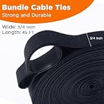Fastening Cable Management Roll, 45ft x 3/4inch Reusable Fastening Tape, Double-Sided Hook-and-Loop Cable Management, Self-gripping Reusable Cut to Length Straps