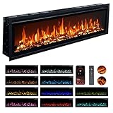 Valine Fires Recessed Electric Freestanding Fireplace UltraSlim Heater 72"/183cm, Wall-Mounted Fireplace for Media Wall, Electric Fire with 15 LED Flame Colours, Wifi/Alexa, Remote Control, 900W/1800W