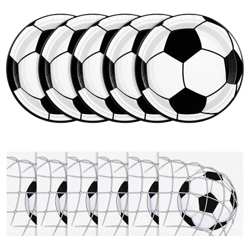 NatNarr 50 Pcs Soccer Plates and Napkins Party Decorations 7inch Disposable Birthday Party Supplies Soccer Party Favors Sports Plates and Napkins for Sports Theme Birthday Baby Shower