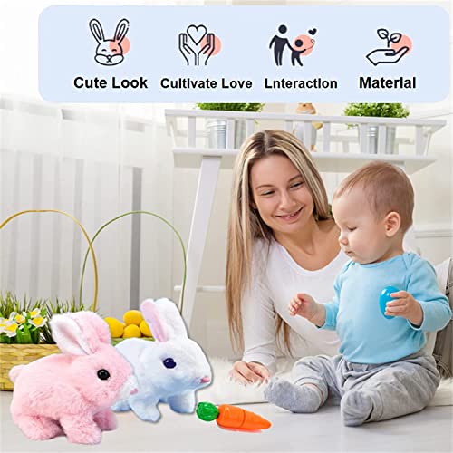 Easter Plush Stuffed Interactive Bunny Toy Walking Rabbit Educational Toys Interactive Toys Rabbit Can Walk And Talk Rabbit Toys For Kids, Hopping Wiggle Ears Twitch Nose (White)(Without Battery) #TOP3