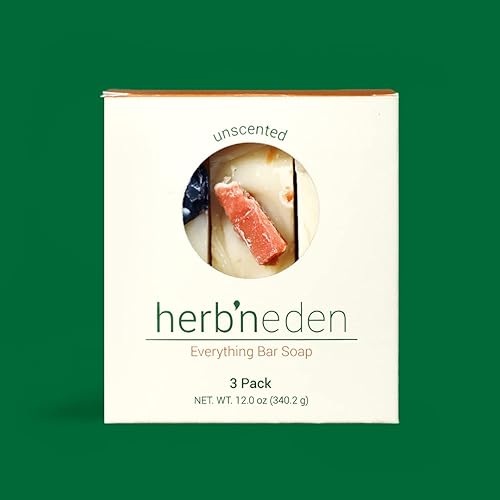 Miniatura 3 de Herb'N Eden Jabón en barra, hecho a mano, ingredientes 100% naturales, para piel mixta, eczema, acné, para cara y cuerpo, mujeres y hombres (barra