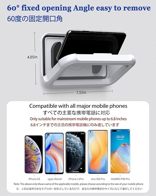 Image of GOVINDGOPAL Waterproof Shower Phone Holder, 360 Rotation Case, High Sensitivity Cover Box for Bathroom Wall Kitchen, Compatible with 6.8 inch Cell Phones HD Touch Screen Holder Rotation, (Upgraded)