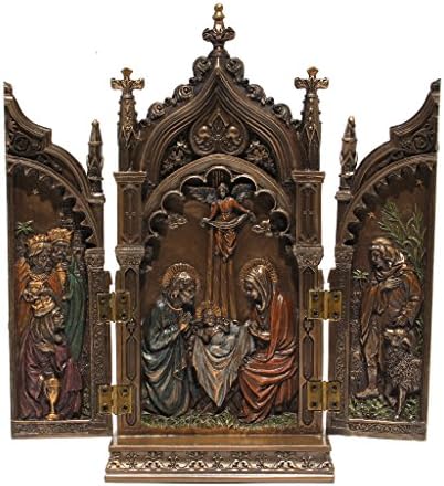 Nativity In Cathedral Triptych 9 Inch Tall
