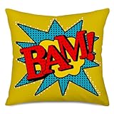 Easternproject Super Hero Quote Throw Pillow Case Cushion Cover Exclamation Pattern Decorative Square 18x18 Inch Pillowcase Best Gift (Bam!)
