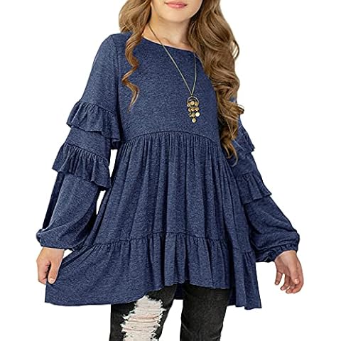 MITILLY Girls Ruffle Long Sleeve Blouse Cover