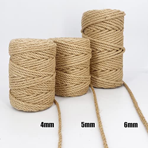 Leecogo 6Mm Jute Rope, 164 Feet Heavy Duty And Thick Twine Rope For Gardening, Crafting, Packing, Bundling And Home Decor #TOP4