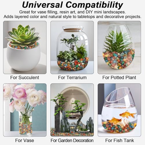 Image of Decorative Aquarium Rocks & Pebbles for Fish Tank, Plant, & Landscaping | Smooth Polished Pebbles for DIY Resin Art, Vase Fillers, Aquarium Gravel, and Potted Plants (Colorful, 5 Pounds)