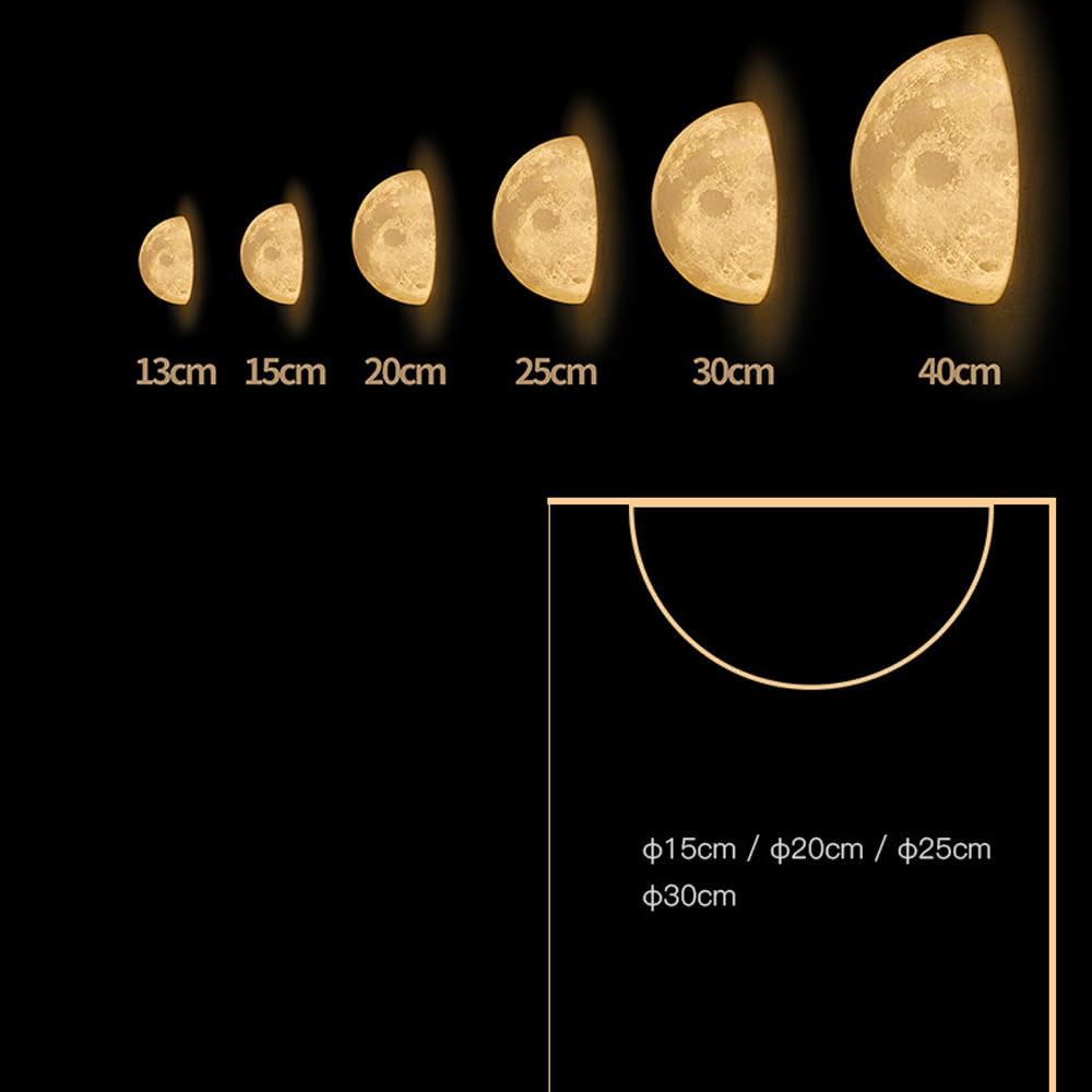 Nordic Light Luxury Half Moon LED Wall Light Dimmable 3D Printing Moon Planet Hardwired Wall Sconce Kids Room Nordic Modern Bedside Wall Mounted Lamp for Children Bedroom Hallway