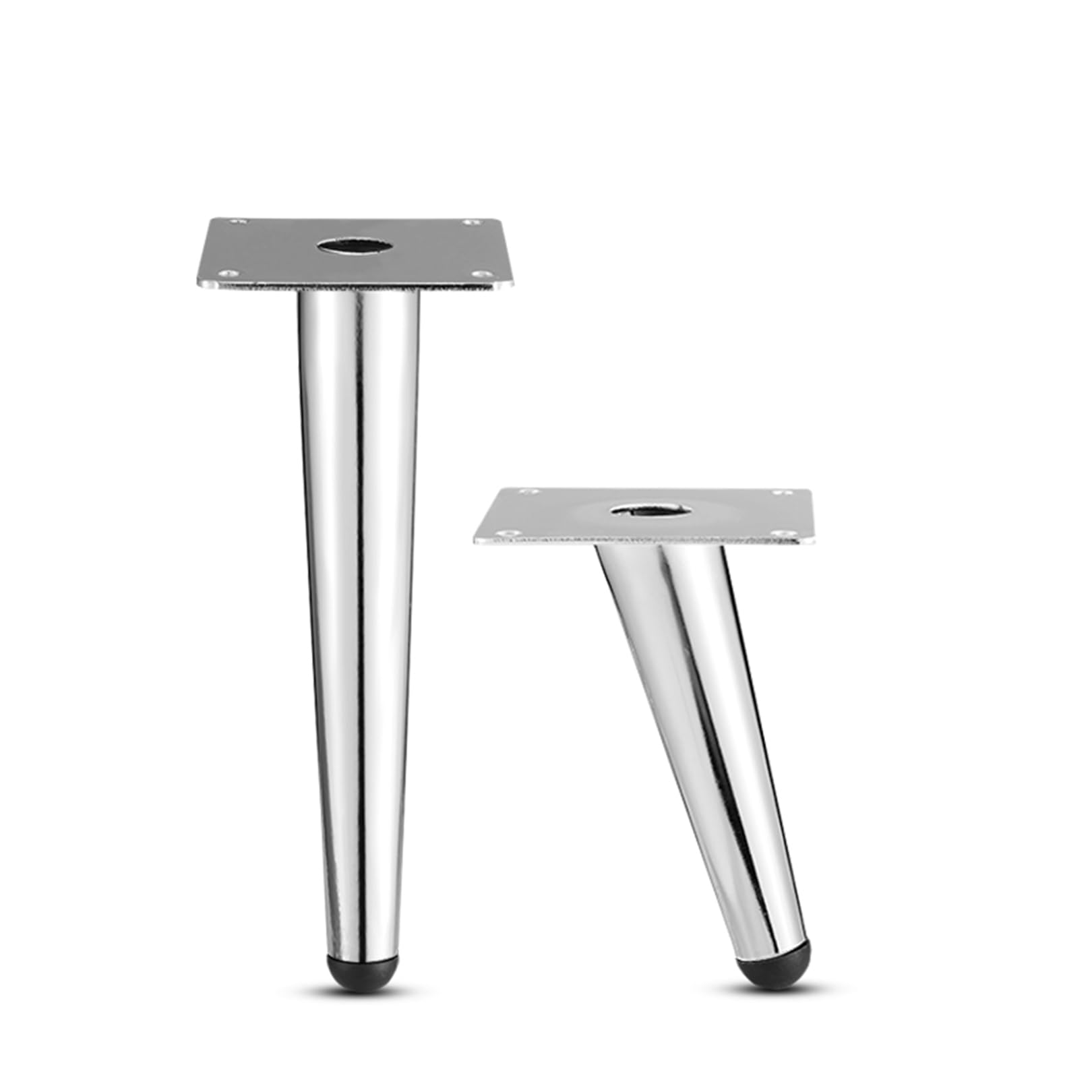 Lot de 4 pieds coniques en métal pour canapé, armoire, lit, chaise avec vis et design Slish Argenté 20 cm
