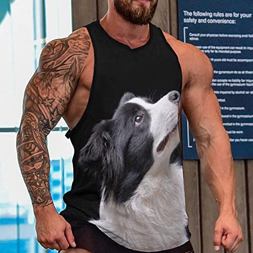 Camiseta sin mangas de entrenamiento con Border Collie para culturismo 3