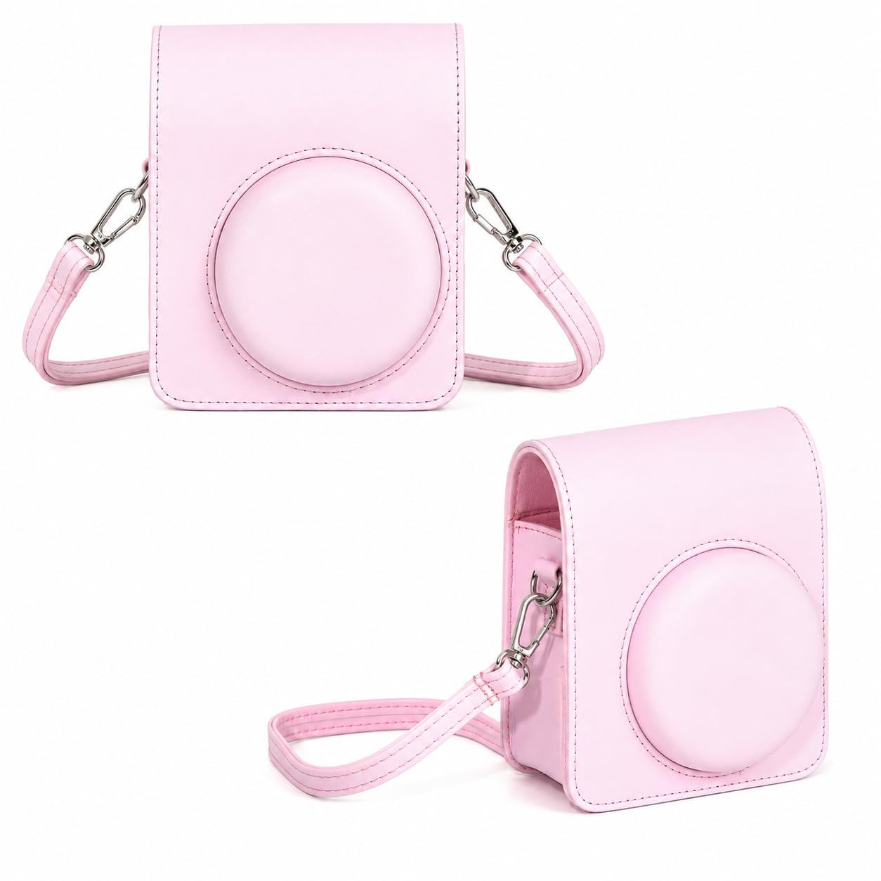PU Leather Protective Camera Case Pouch Compatible with Fuji-Film Instant Insta-x Mini 13 Instant Camera Carrying Bag with Adjustable Shoulder Strap (No Camera) - Candy Pink-picture-22