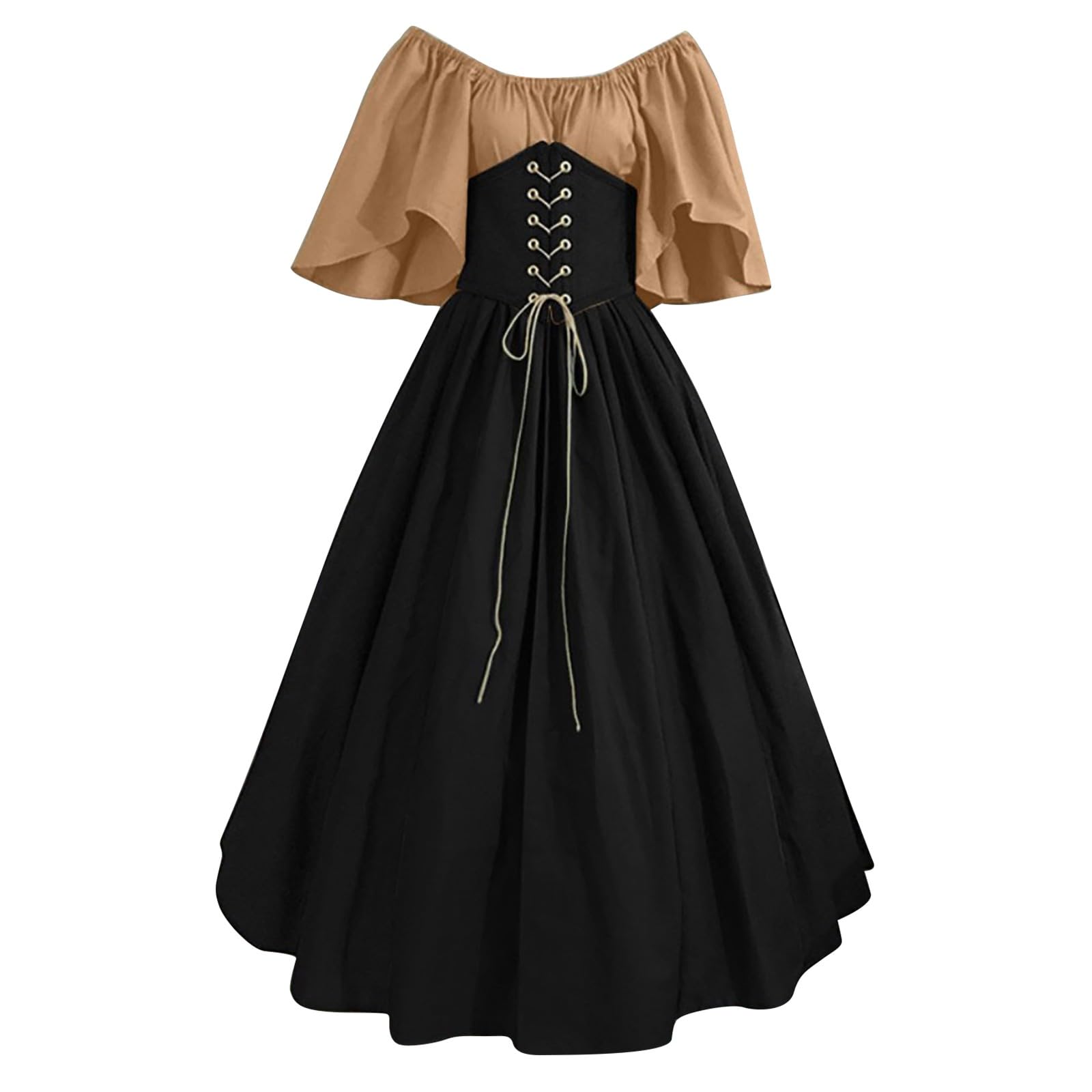 Womens Renaissance Costume Vintage Elegant Lace up Halloween Gown Princess Dress with Corset Medieval Evening Party Prom Cocktail Swing Victorian Dresses for Ladies