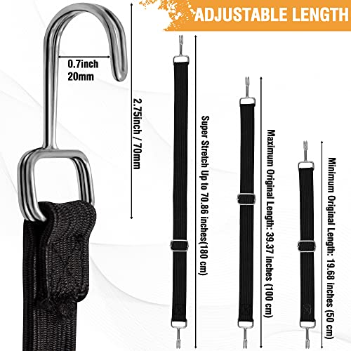 Image of Bungee Cords Heavy Duty Outdoor, Long Adjustable Bungee Cords with Hooks Flat, 40 Inch High Elastic Rubber Bungee Straps with Hooks for Luggage, Roof Racks, Tarpaulin, Moving Cargo, Camps, Tarps