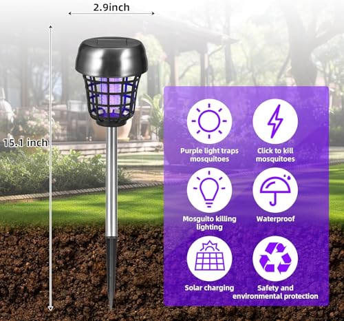 image for JahyElec 4 Pack Solar Bug Zapper Outdoor Mosquito Zapper Waterproof Mo