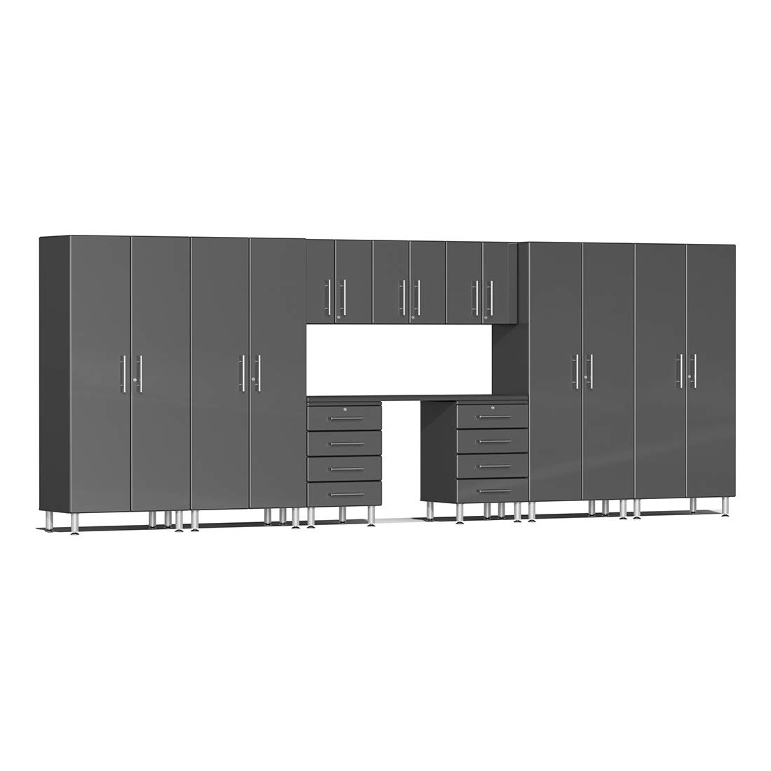 Ulti-MATE UG22101G 10-Piece Garage Cabinet Kit with Recessed Worktop in Graphite Grey Metallic