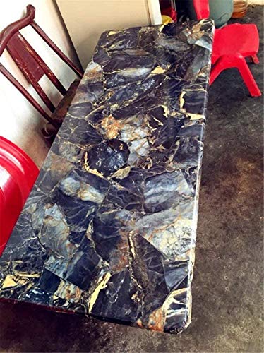 Yancorp 16"X120" Black And Gold Marble Wallpaper Dark Blue Yellow Easily Removable Wallpaper Self-Adhesive Kitchen Peel Adn Stick Backsplash Countertop Vinyl Shelf Liner (Big, Dark Blue) #TOP4