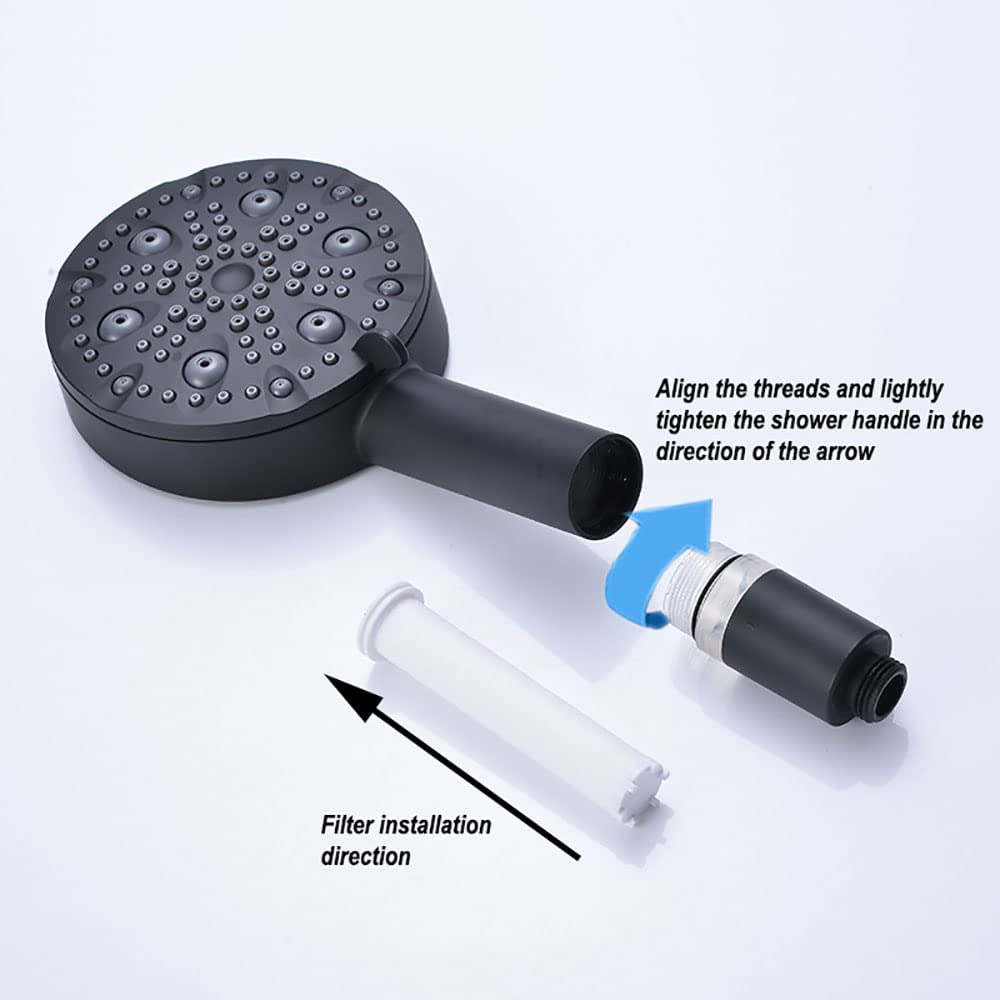 Set soffione doccia portatile a 9 funzioni, soffione doccia ad alta pressione Set soffione doccia portatile ad alto flusso, soffione doccia con filtro, con tubo da 59 pollici, staffa, nero opa