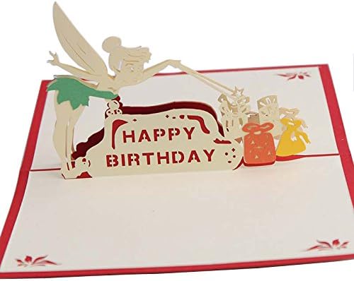 Queeni 3D Pop Up Creative Greeting Cards Handmade Thank You Thanksgiving Happy Birthday Post Card (Birthday Little Angel)