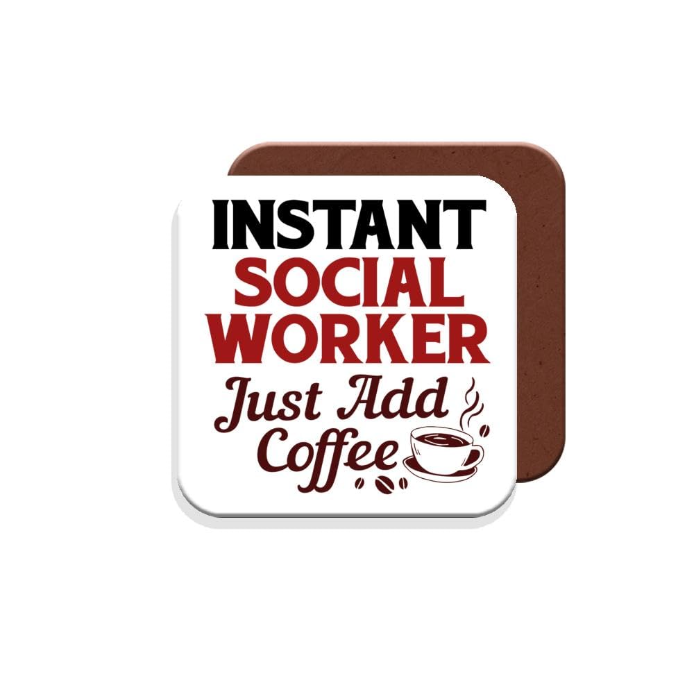 Muggz Coaster Gift For Social Worker - Instant Social Worker Just Add Coffee - Giftset - Made By In The Uk