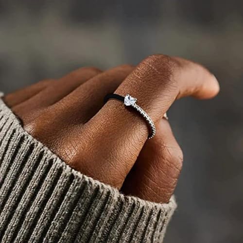 Love Me Until I'M Me Again Ring Black Heart Ring Self Love Ring Gifts Inspirational Rings Cubic Zirconia Heart Ring Jewelry Gifts Trendy Stuff2