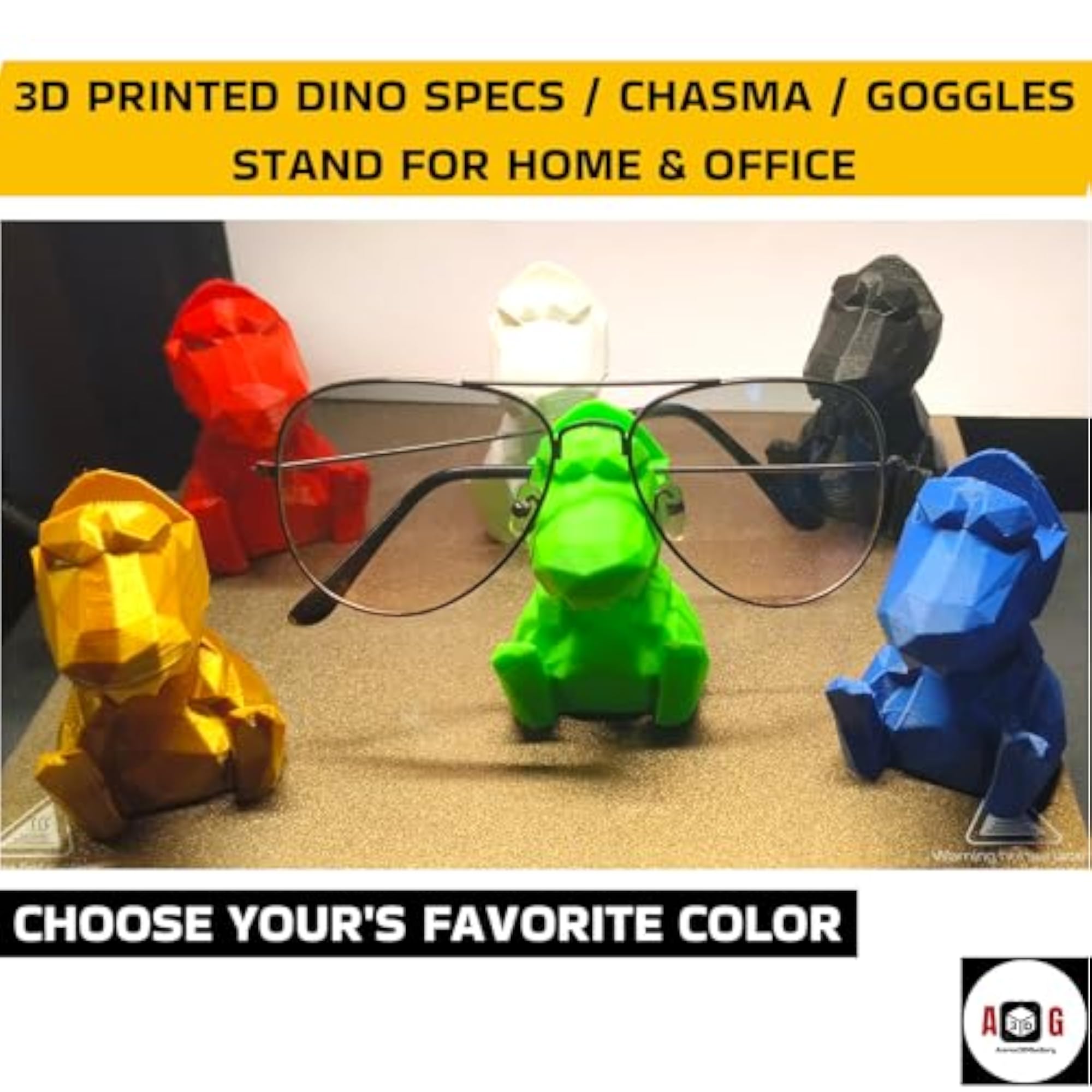 3D Printed Dinosaur Glasses Stand, Cute Organizer