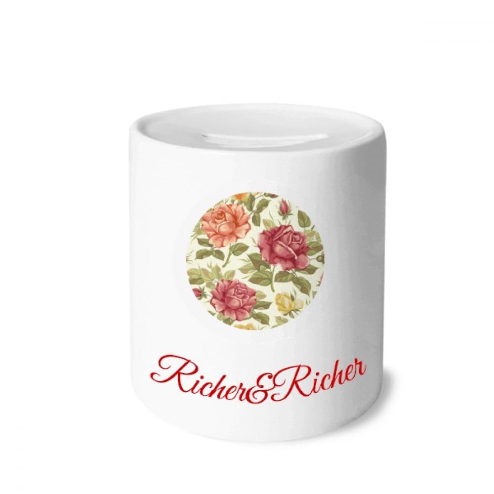 Tirelire antique rose aquarelle fleur pour ranger votre monnaie
