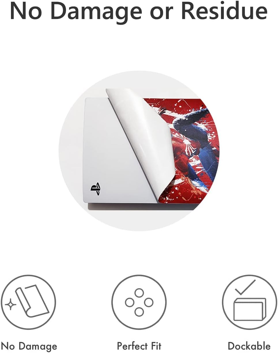 PS5 Skin - Disc Edition Anime Console and Controller Accessories Cover Skins PS5 Controller Skin Gift ps5 Skins for Console Full Set Blue and Orange ps5 Skin