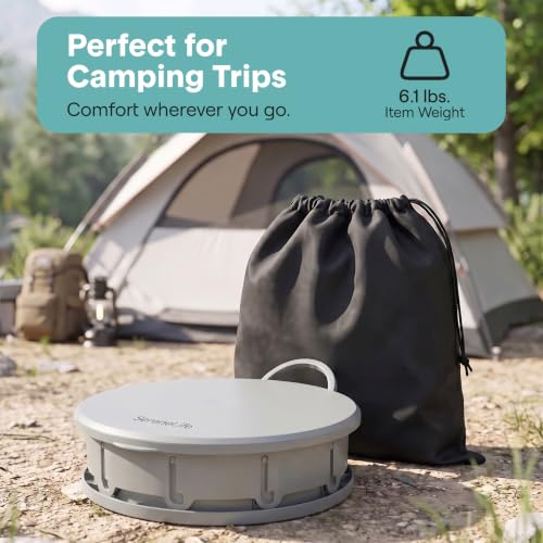 SereneLife Foldable Toilet Seat for Camping, Adjustable Height Portable Travel Potty with Lid, Carry Bag, Non-Slip Base, 331 lbs Capacity + 3-Pack Flushable Wipes, for Car, Hiking, Outdoor Use, Gray by SereneLife - Used condition - Image 8